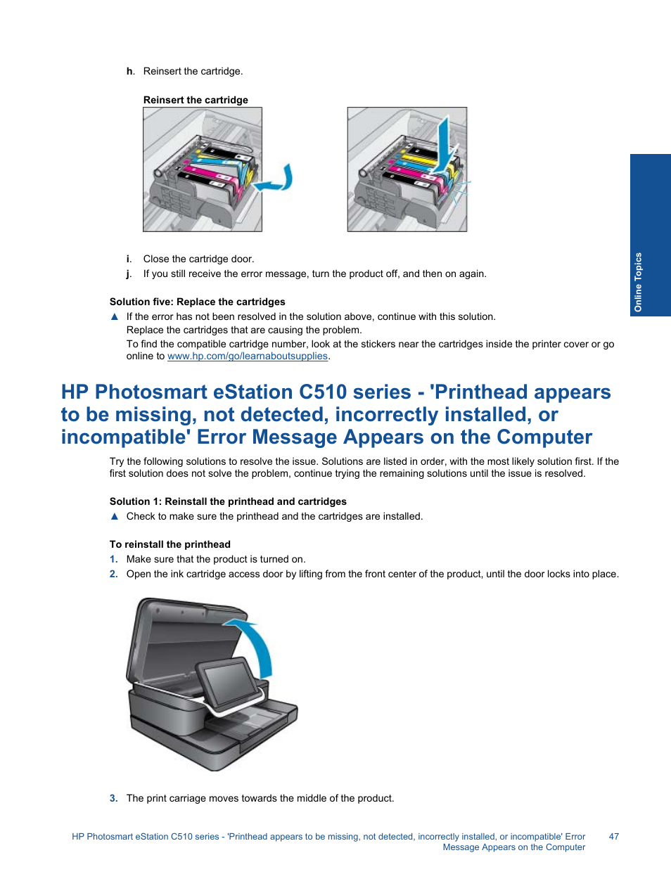 HP Photosmart eStation All-in-One Printer - C510a User Manual | Page 49 / 54