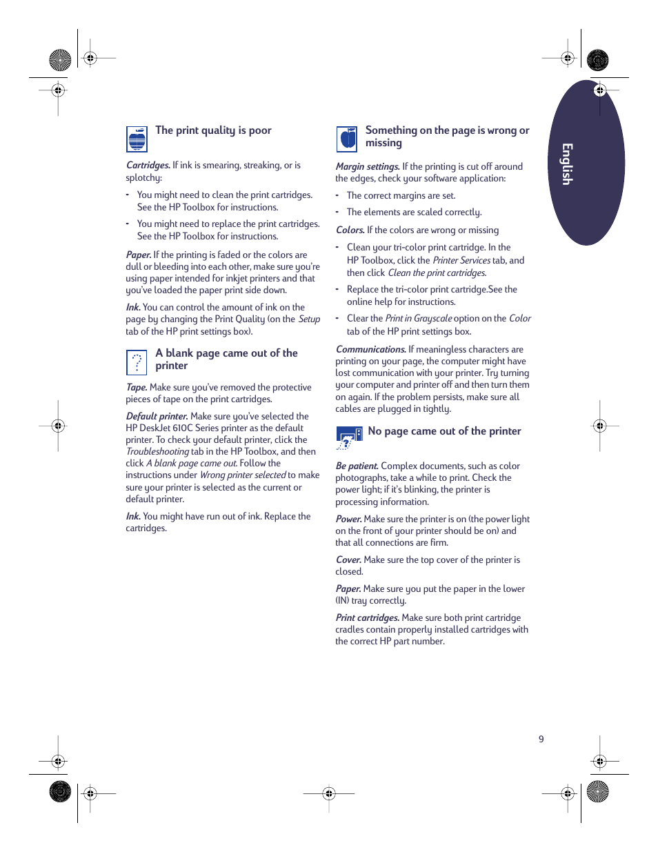 English | HP Deskjet 610c Printer User Manual | Page 10 / 18