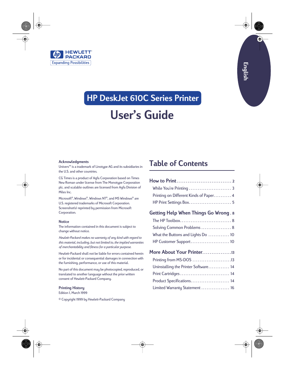 HP Deskjet 610c Printer User Manual | Page 2 / 18