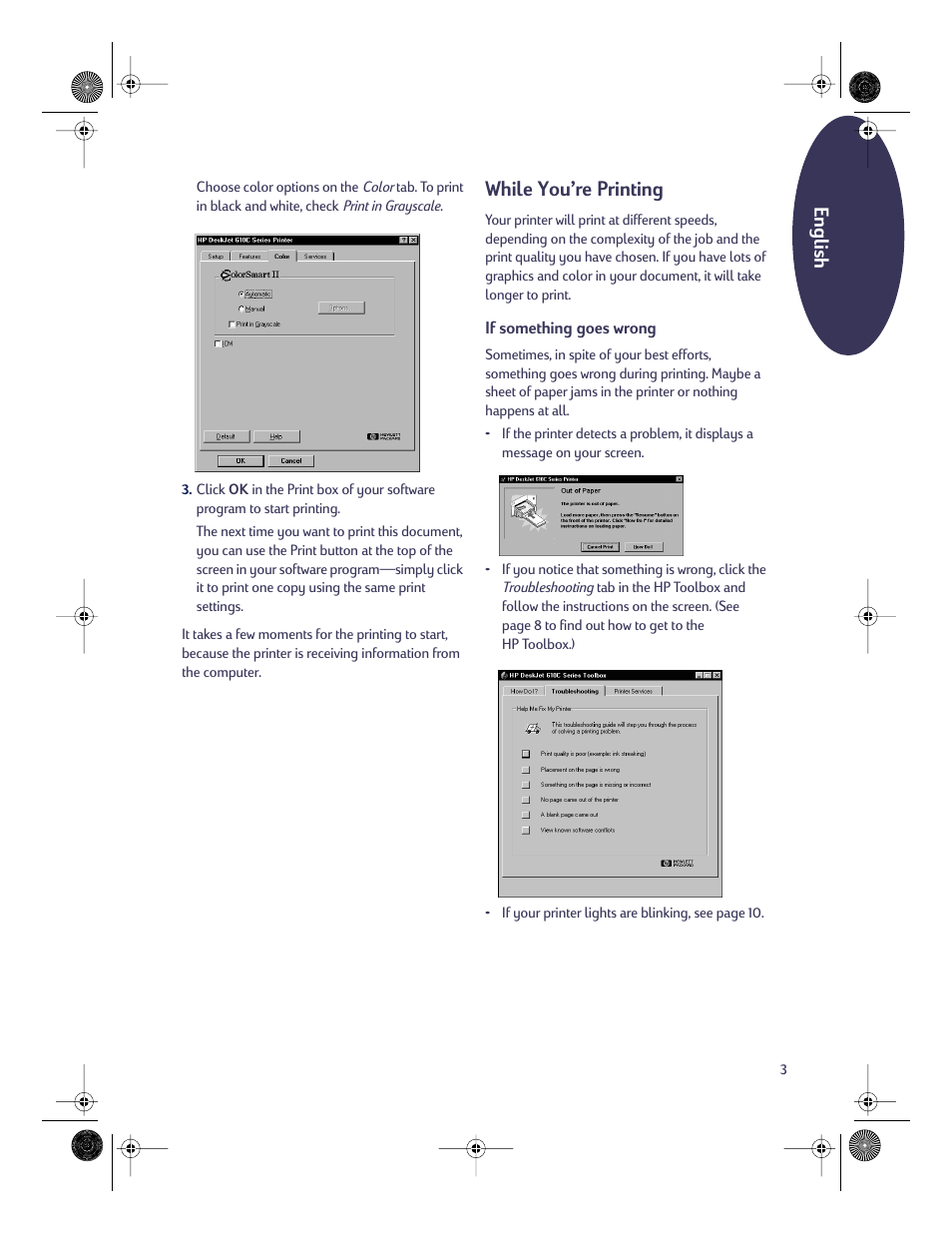 While you’re printing, English | HP Deskjet 610c Printer User Manual | Page 4 / 18