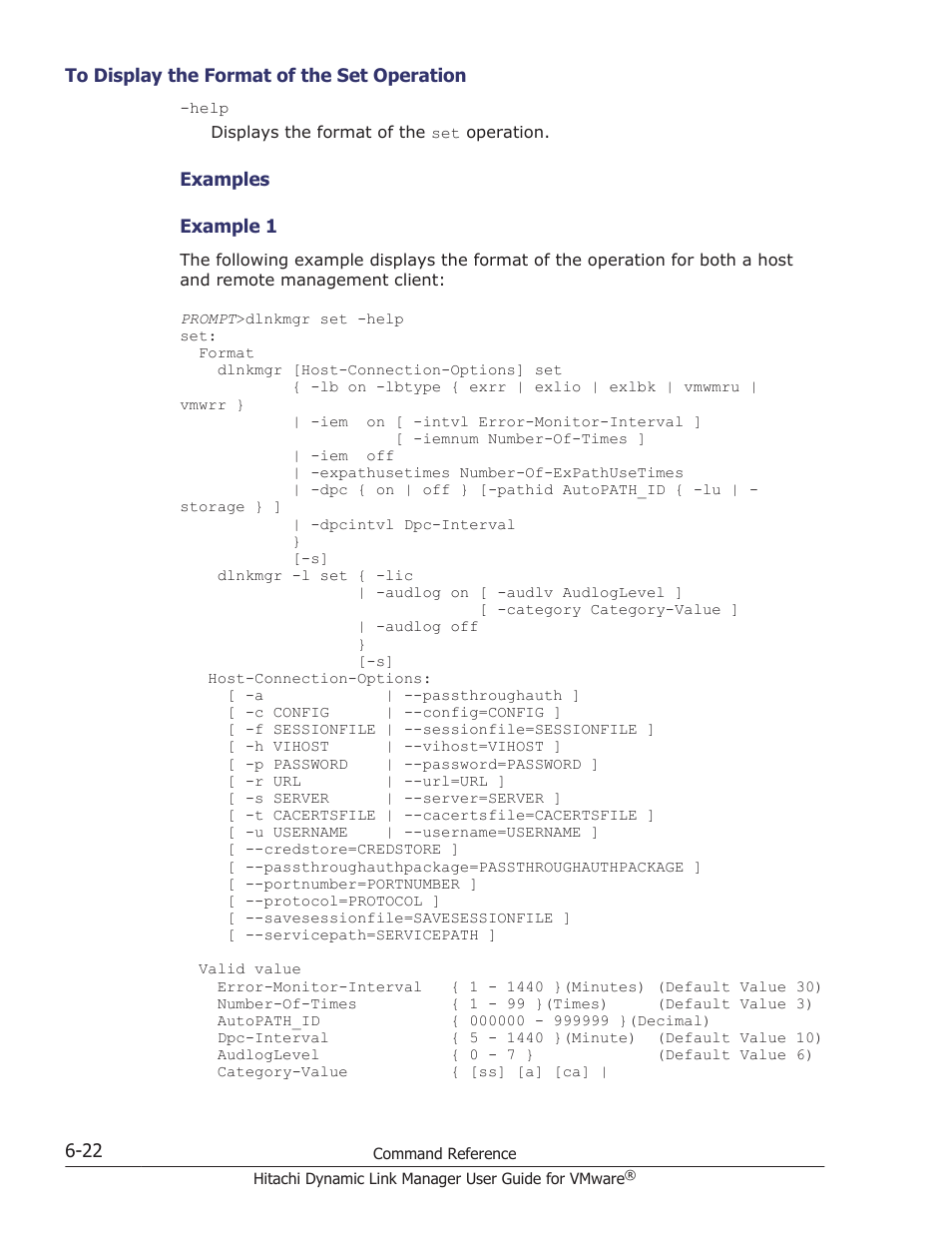 To display the format of the set operation -22 | HP Hitachi Dynamic Link Manager Software User Manual | Page 114 / 242