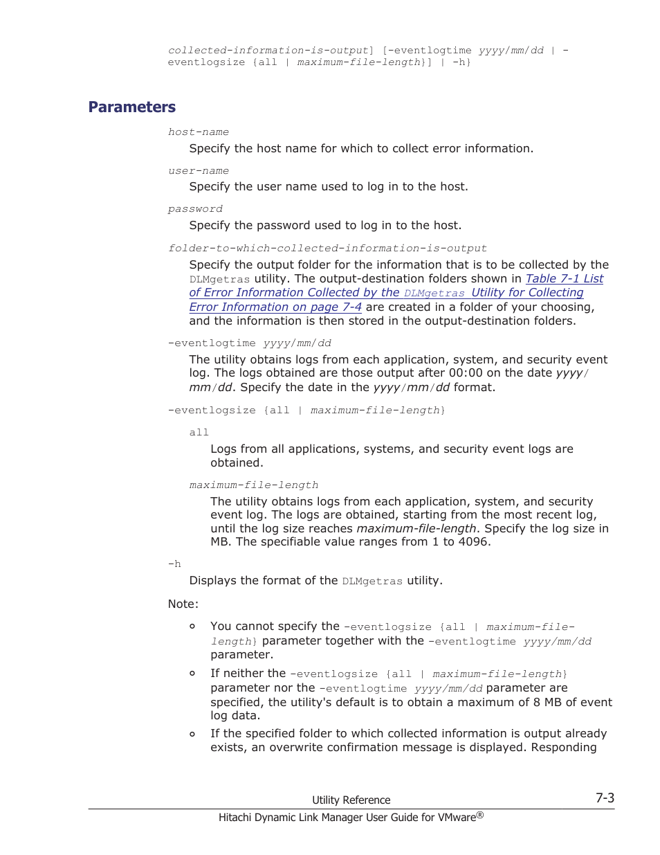 Parameters, Parameters -3 | HP Hitachi Dynamic Link Manager Software User Manual | Page 149 / 242