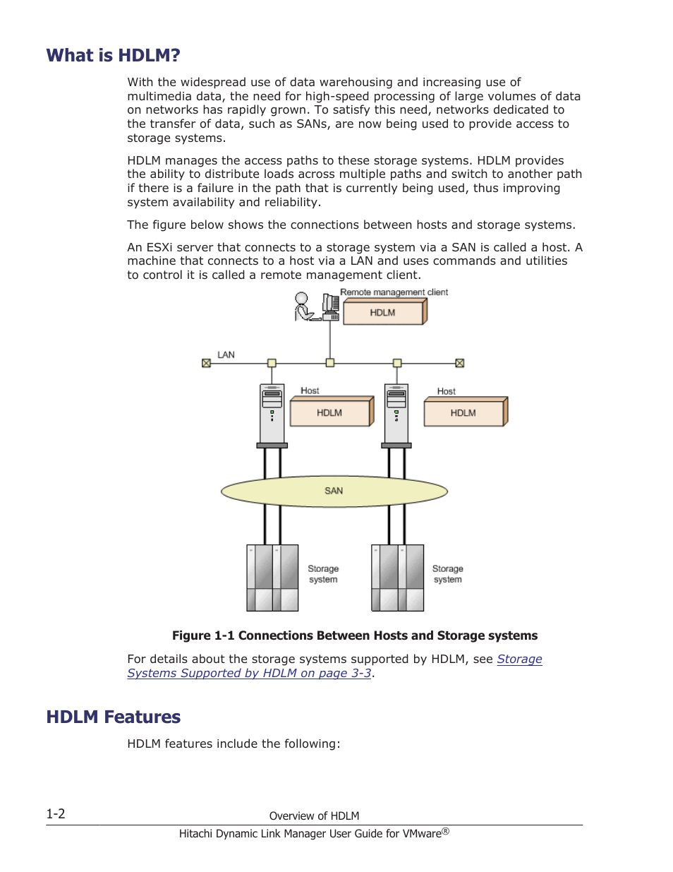 What is hdlm, Hdlm features, What is hdlm? -2 | Hdlm features -2 | HP Hitachi Dynamic Link Manager Software User Manual | Page 16 / 242