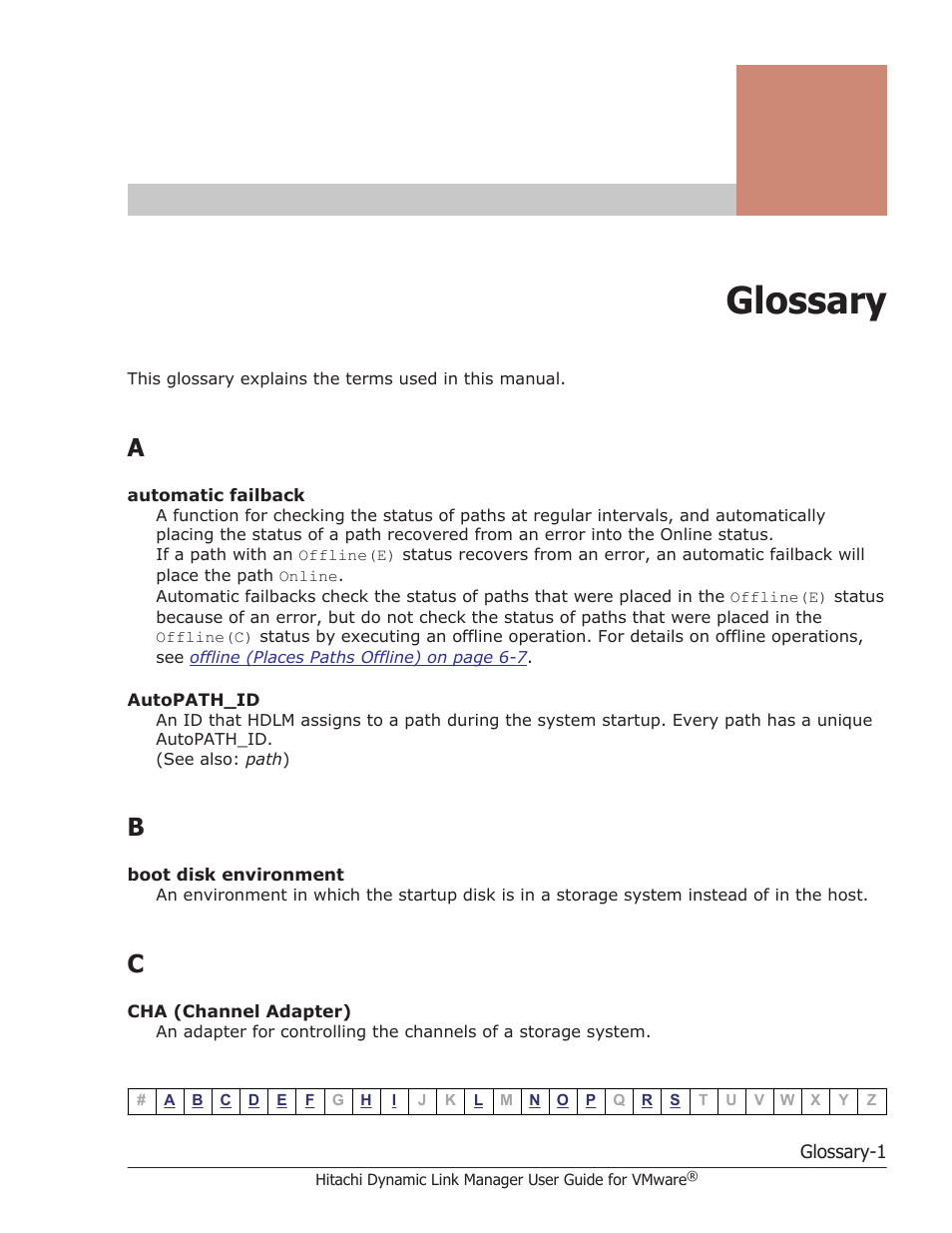 Glossary | HP Hitachi Dynamic Link Manager Software User Manual | Page 229 / 242