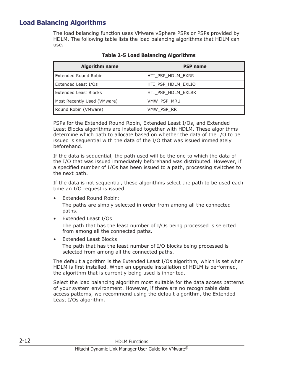 Load balancing algorithms, Load balancing algorithms -12 | HP Hitachi Dynamic Link Manager Software User Manual | Page 30 / 242