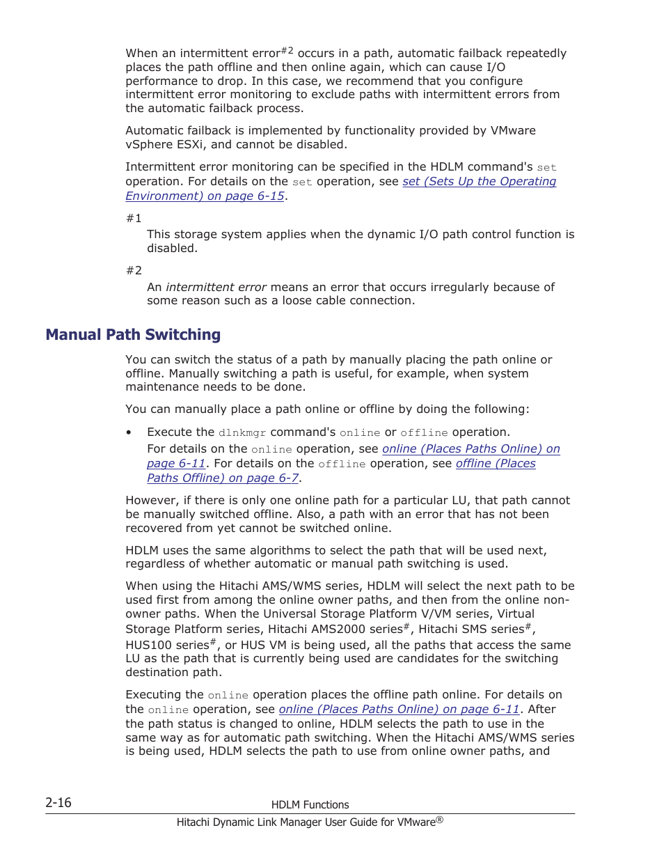 Manual path switching, Manual path switching -16 | HP Hitachi Dynamic Link Manager Software User Manual | Page 34 / 242