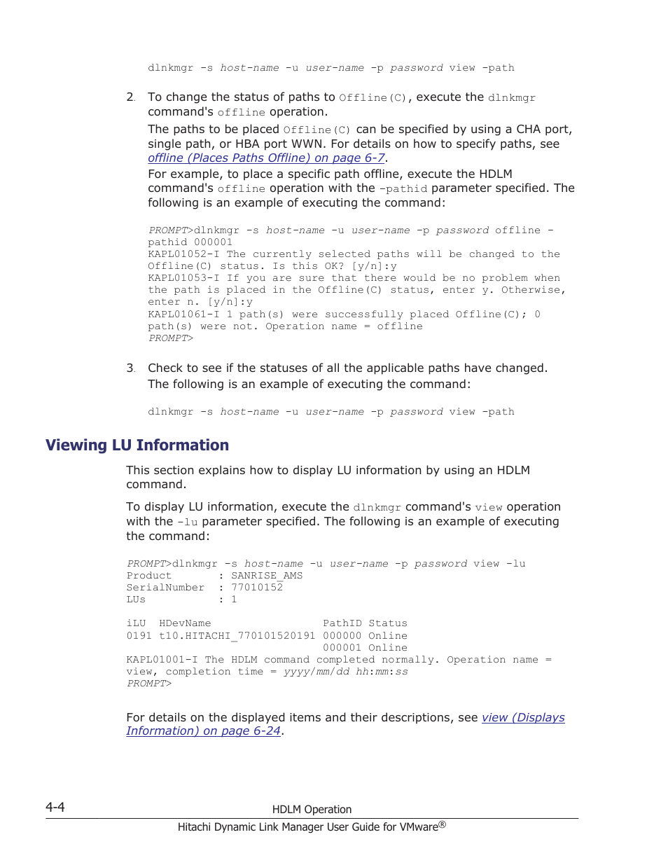 Viewing lu information, Viewing lu information -4 | HP Hitachi Dynamic Link Manager Software User Manual | Page 80 / 242