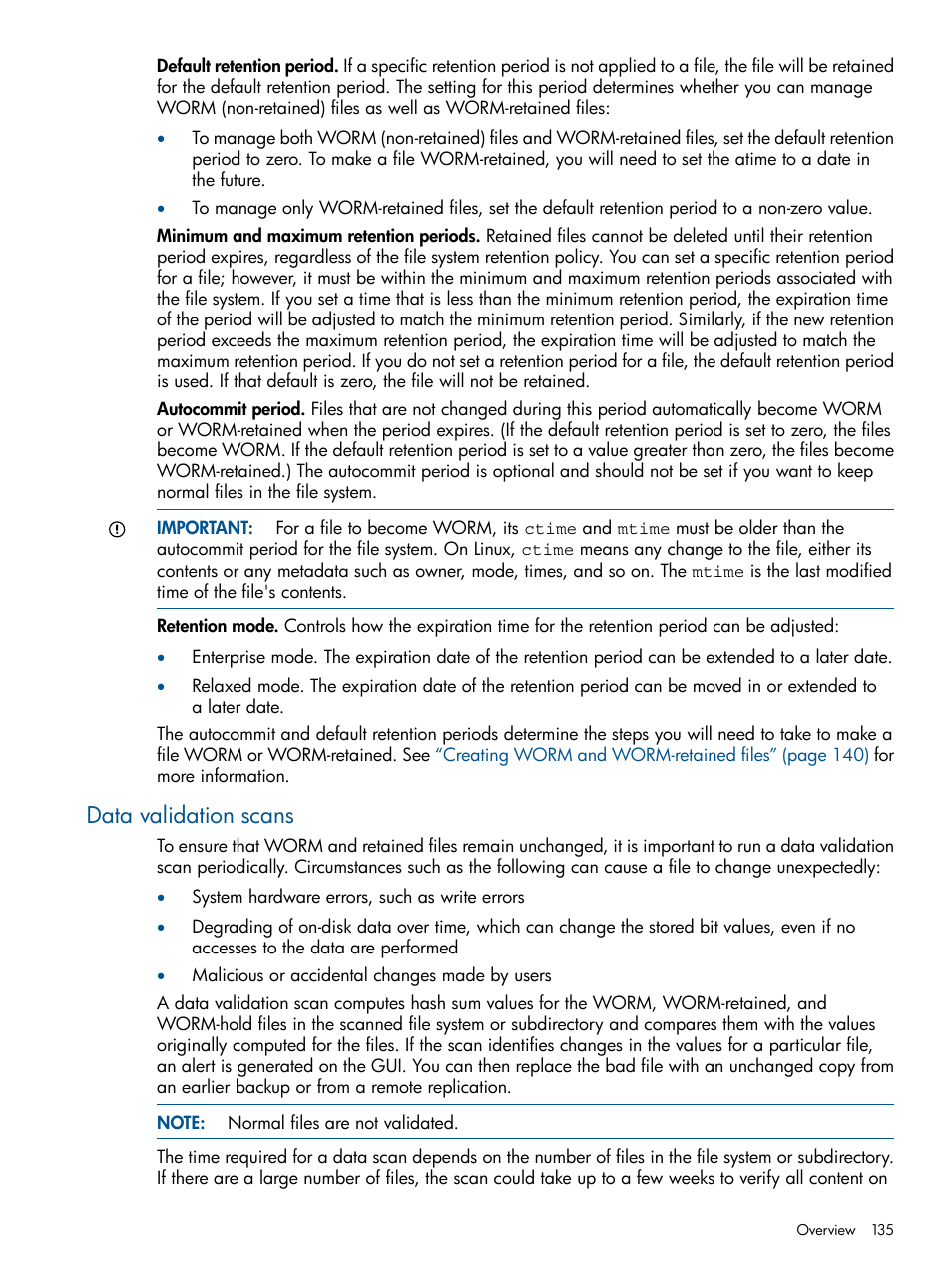 Data validation scans | HP StoreAll Storage User Manual | Page 135 / 209