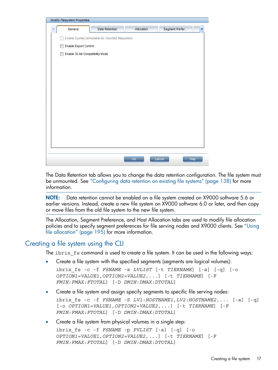 Creating a file system using the cli | HP StoreAll Storage User Manual | Page 17 / 209