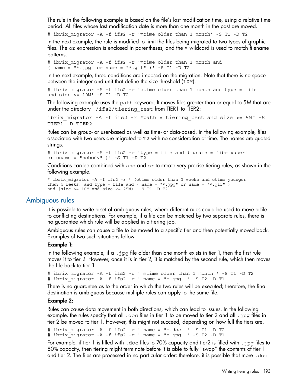 Ambiguous rules | HP StoreAll Storage User Manual | Page 193 / 209