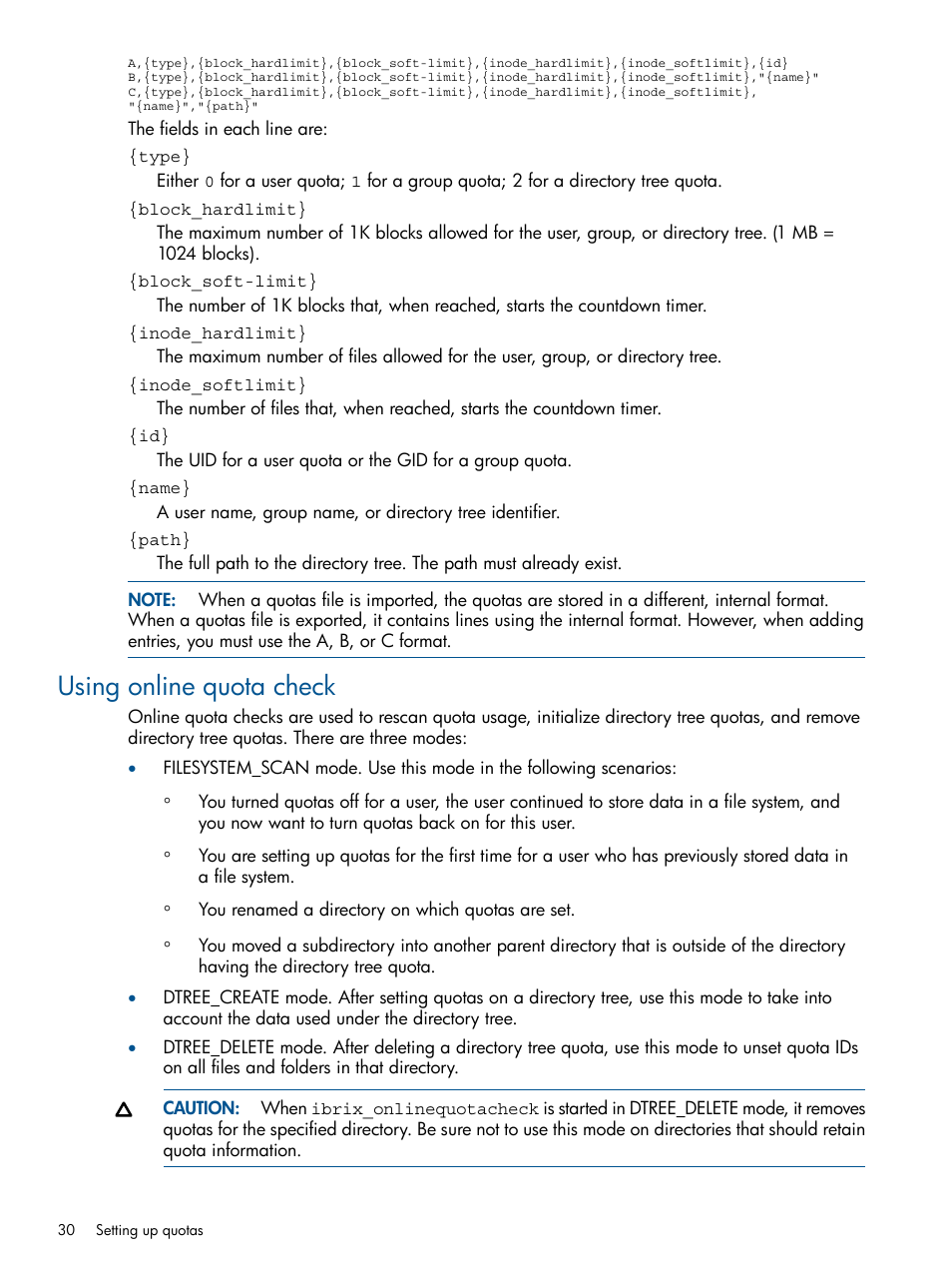 Using online quota check | HP StoreAll Storage User Manual | Page 30 / 209