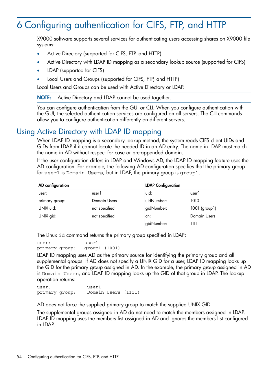 Using active directory with ldap id mapping | HP StoreAll Storage User Manual | Page 54 / 209