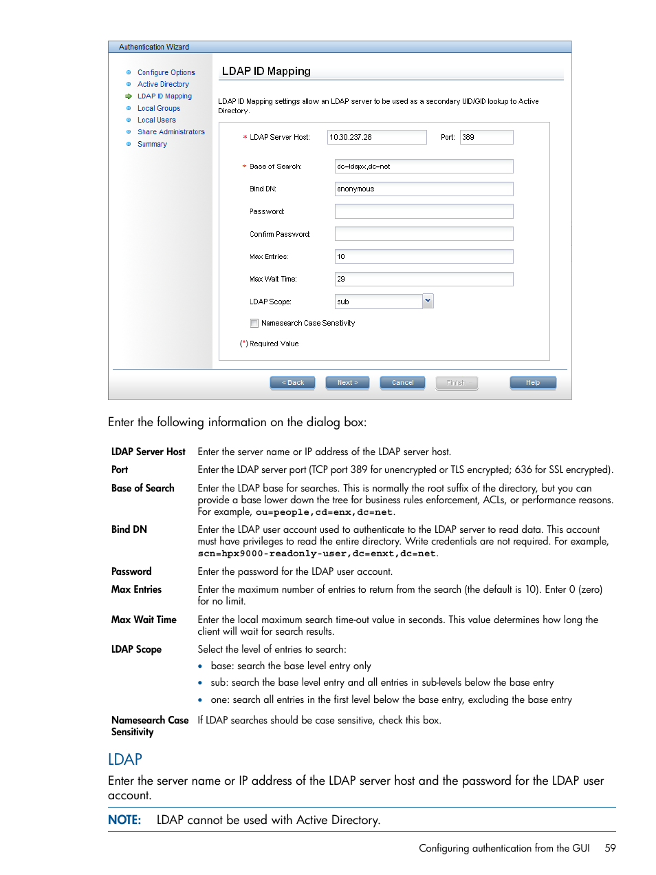 Ldap | HP StoreAll Storage User Manual | Page 59 / 209