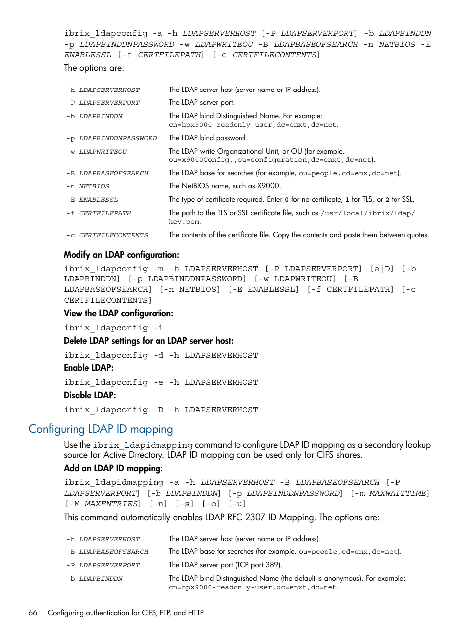 Configuring ldap id mapping | HP StoreAll Storage User Manual | Page 66 / 209