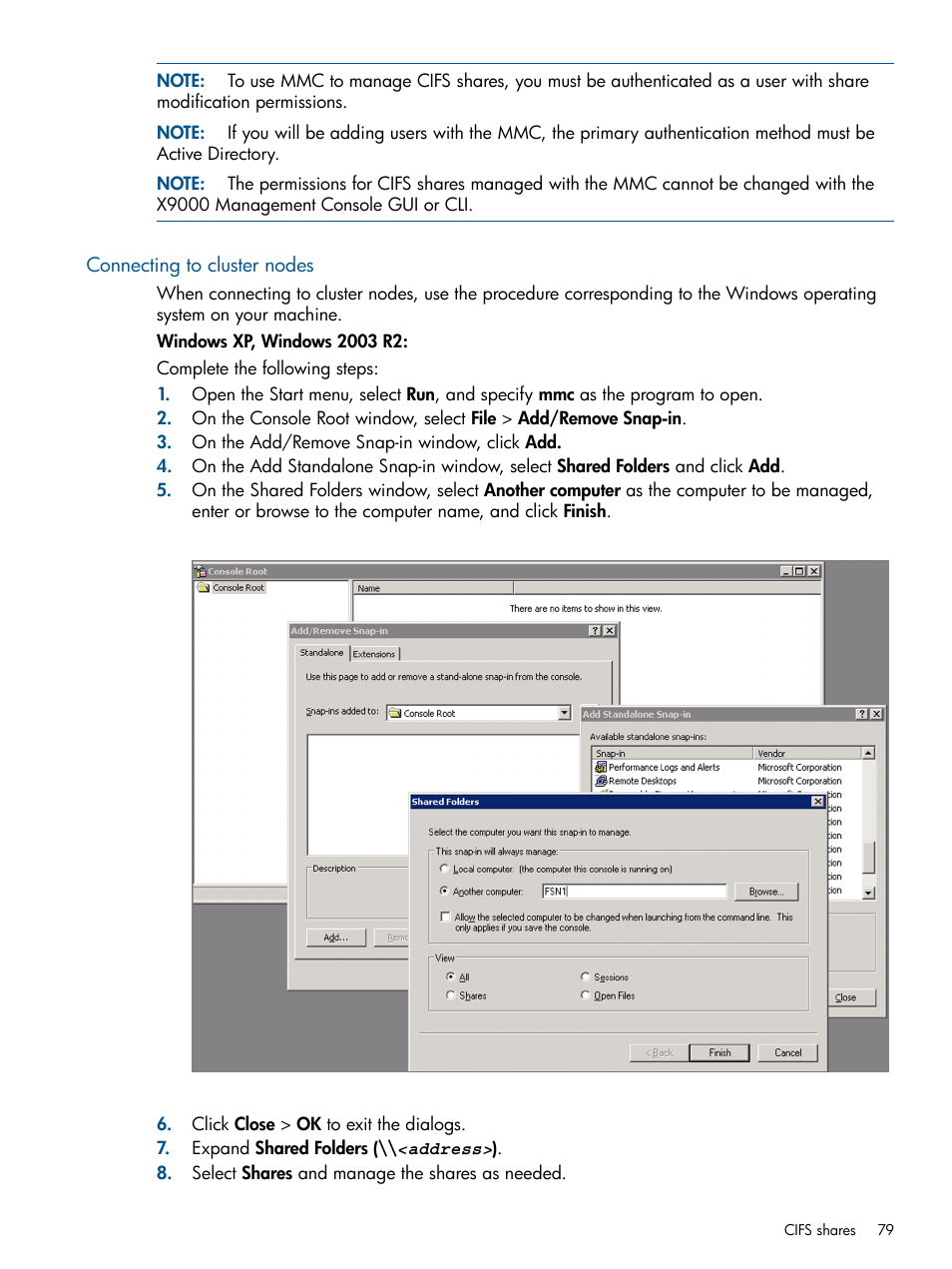 Connecting to cluster nodes | HP StoreAll Storage User Manual | Page 79 / 209