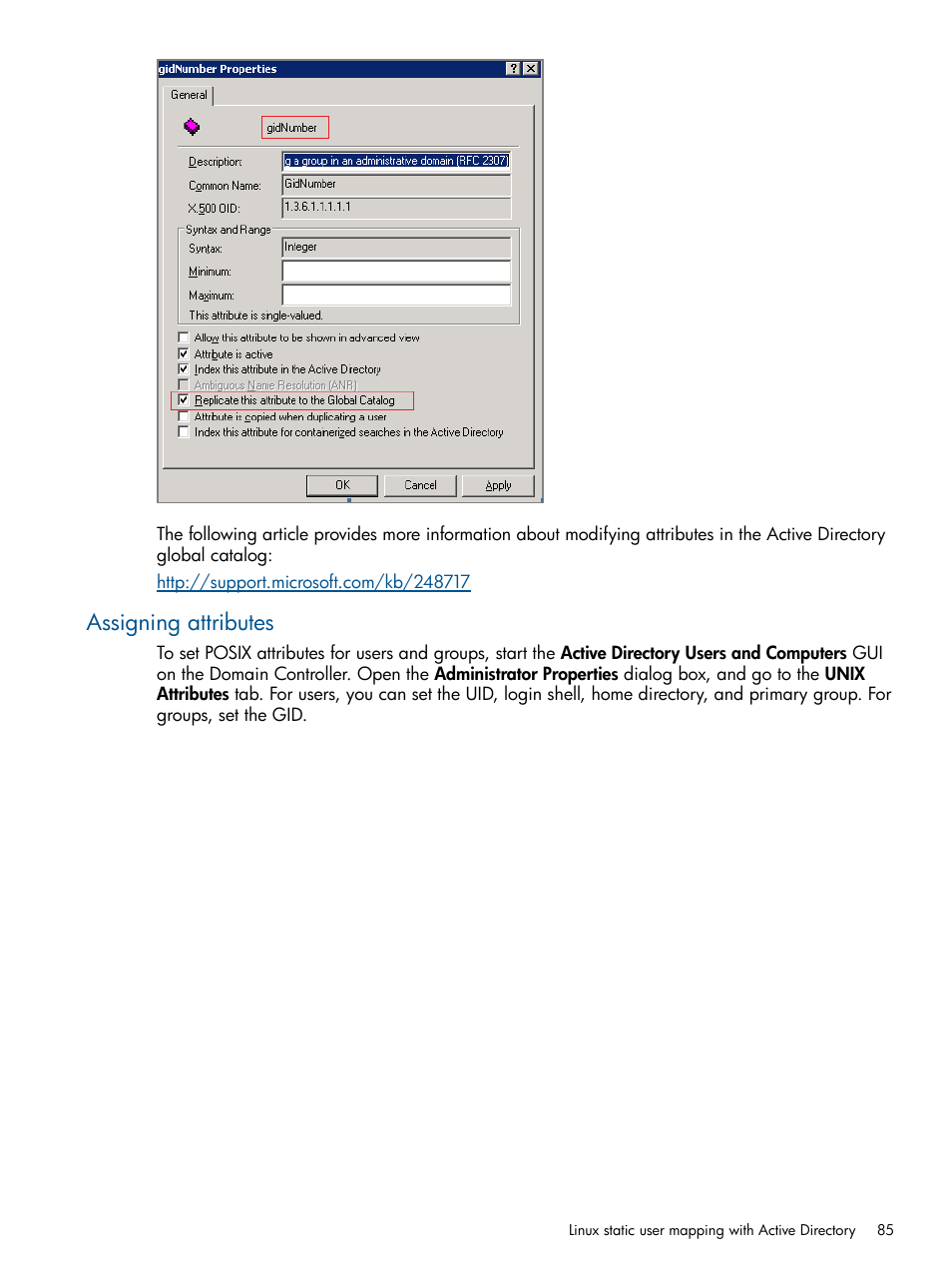 Assigning attributes | HP StoreAll Storage User Manual | Page 85 / 209