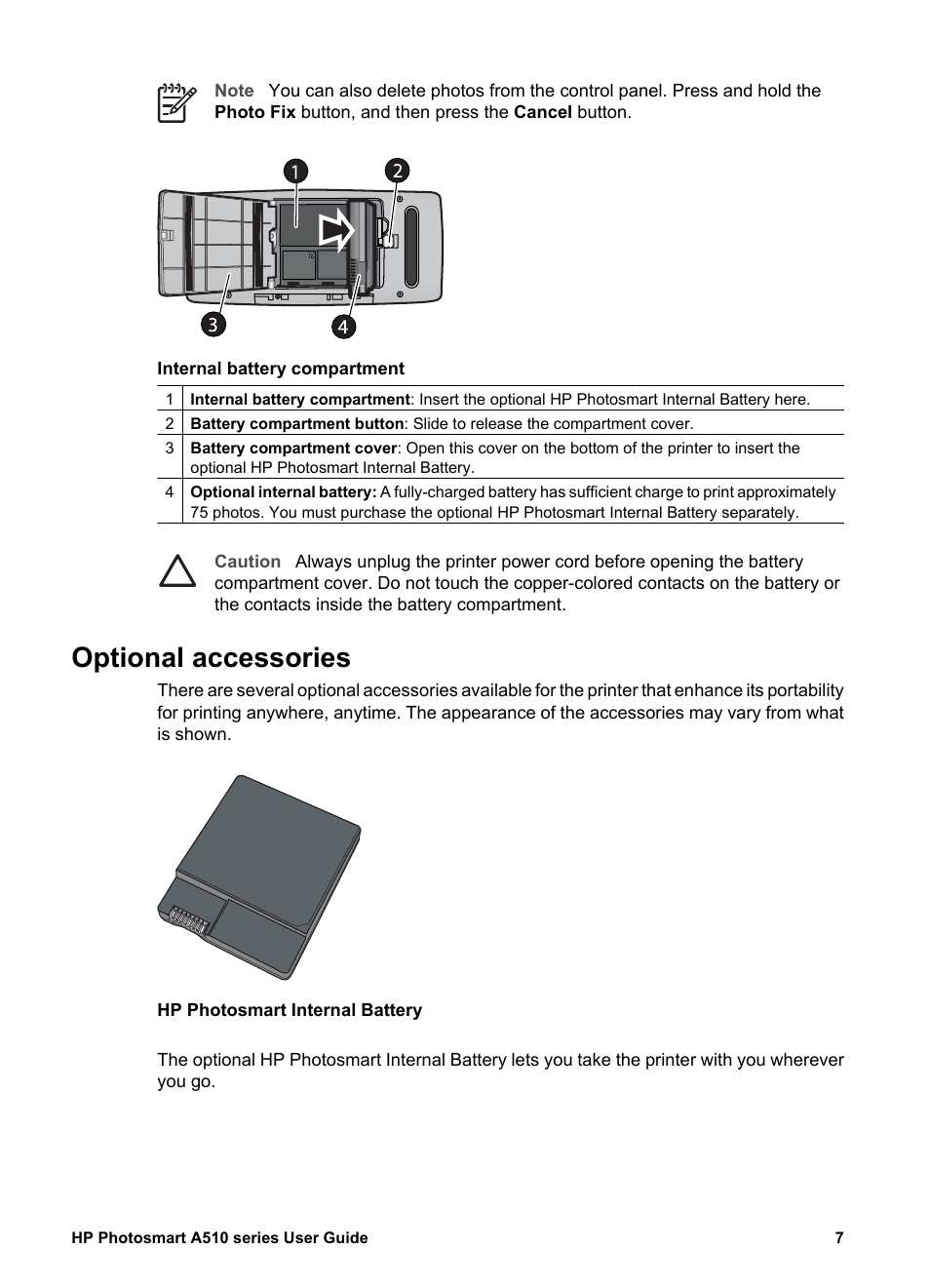 Optional accessories | HP Photosmart A512 Compact Photo Printer User Manual | Page 10 / 66