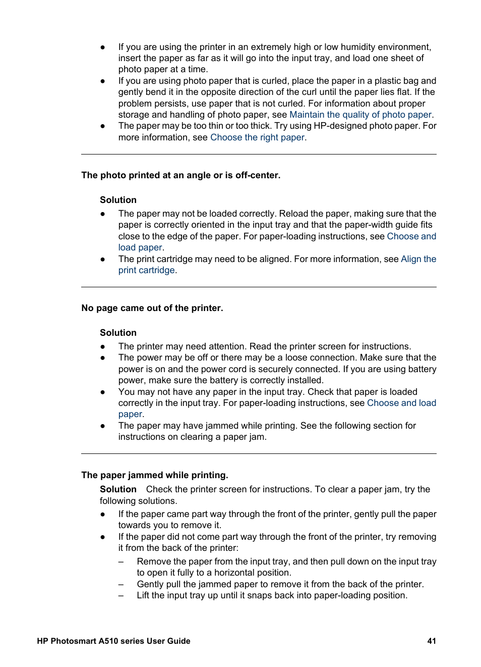 HP Photosmart A512 Compact Photo Printer User Manual | Page 44 / 66