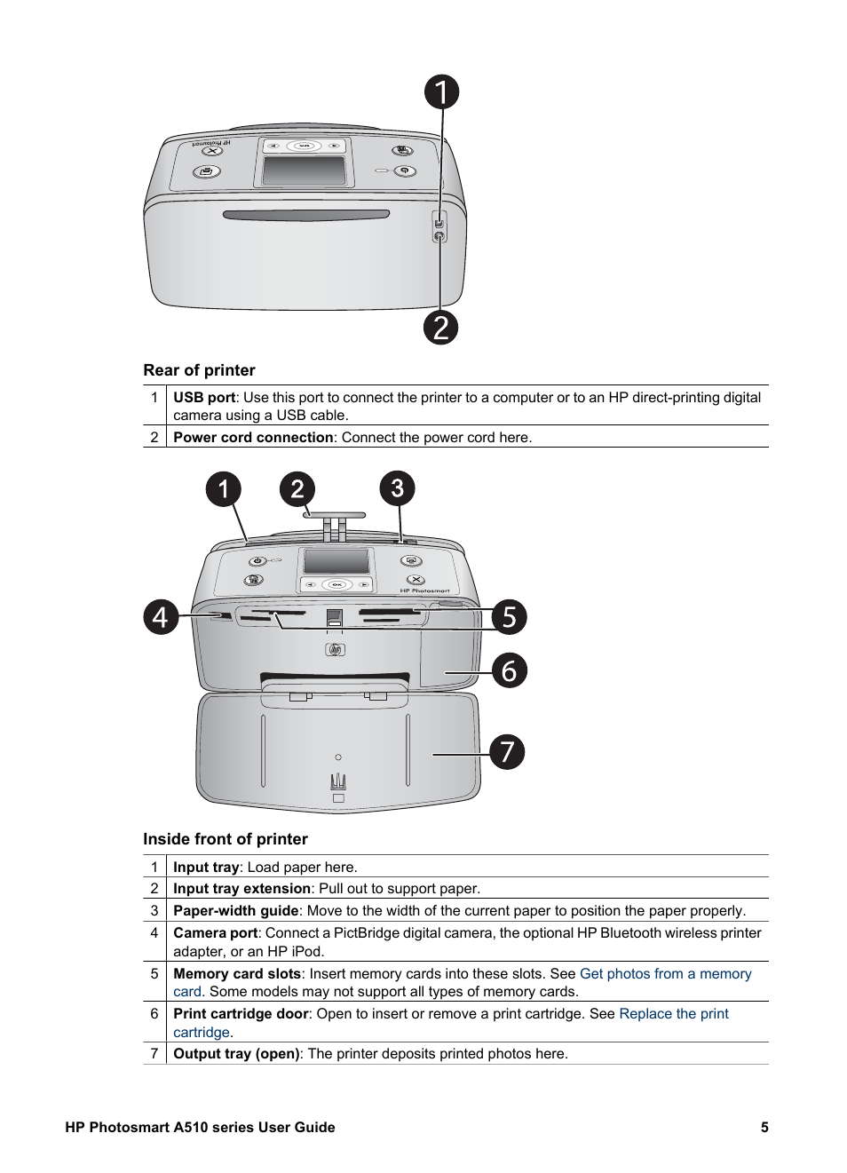 HP Photosmart A512 Compact Photo Printer User Manual | Page 8 / 66