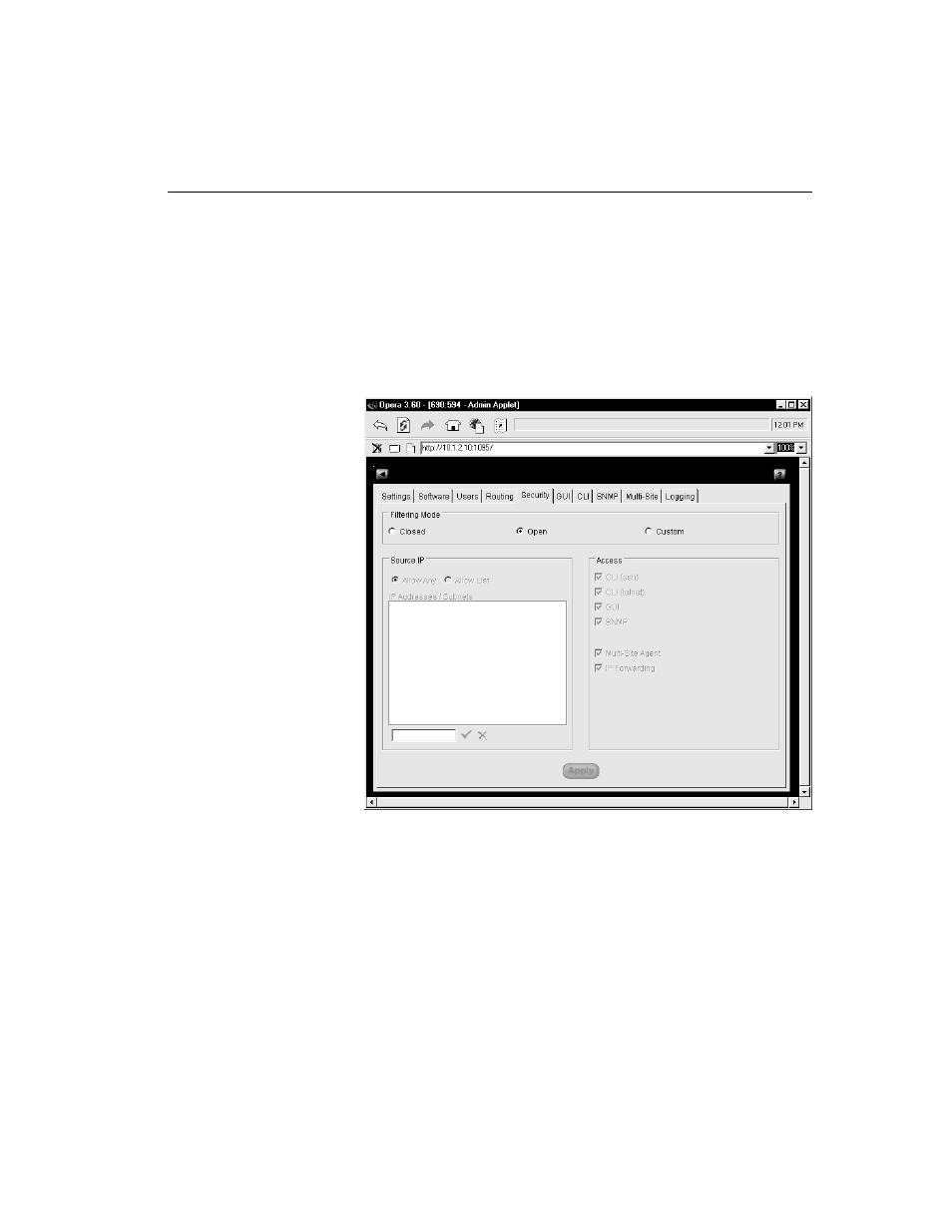 Security tab | HP Traffic Director sa7220 User Manual | Page 107 / 352