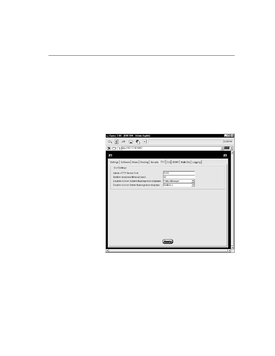 Gui tab | HP Traffic Director sa7220 User Manual | Page 109 / 352