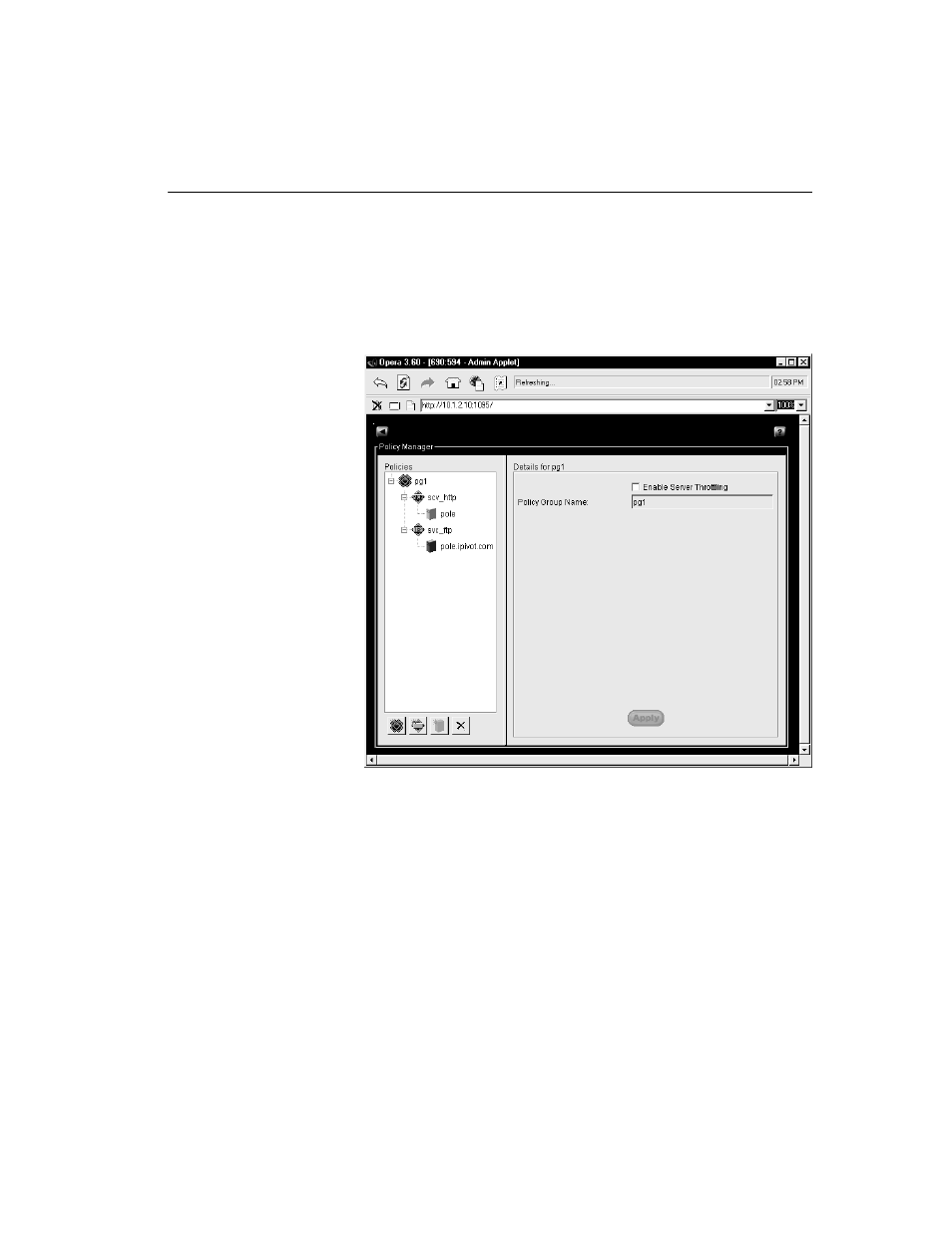 Policy manager screen | HP Traffic Director sa7220 User Manual | Page 79 / 352