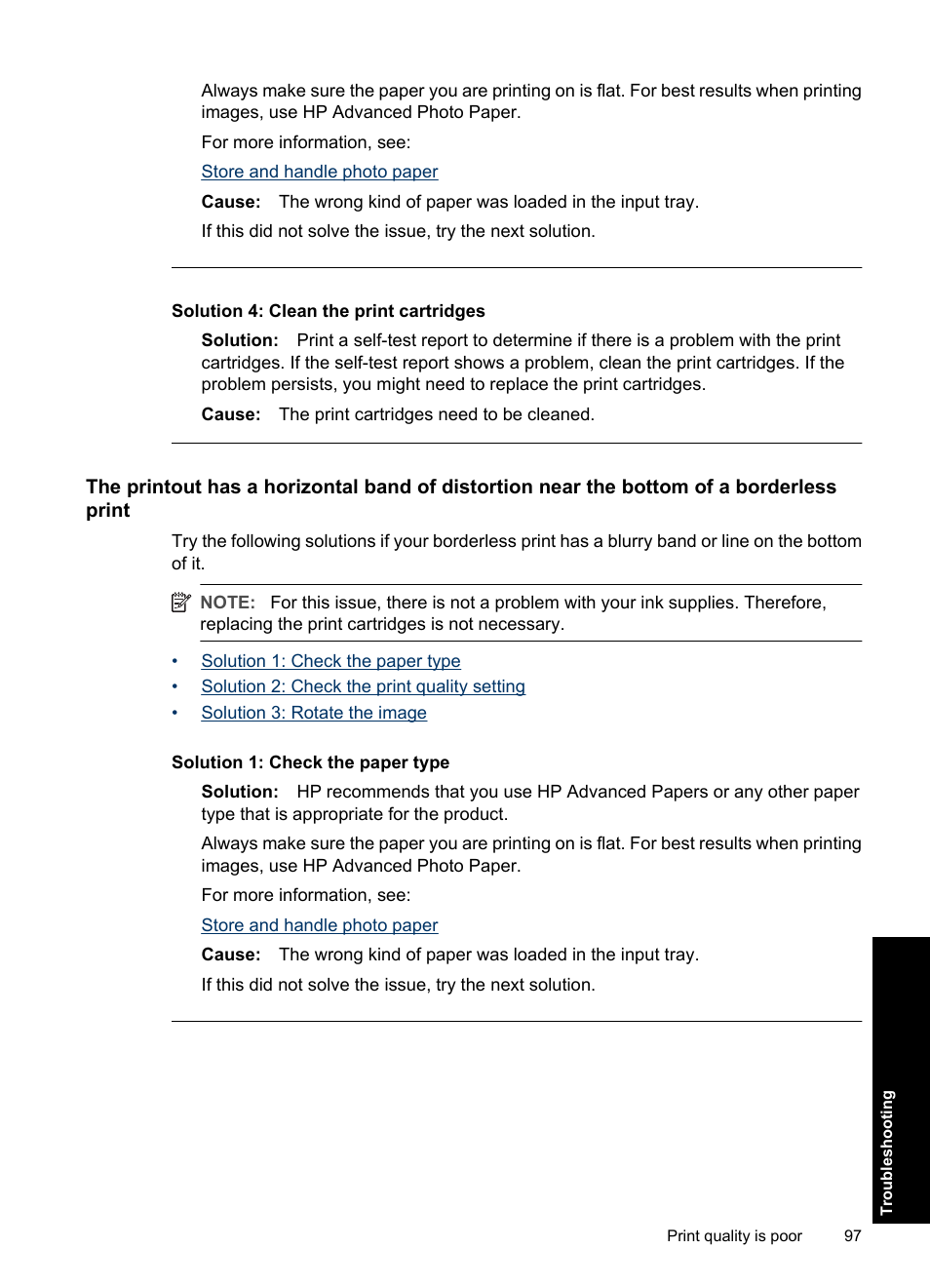 Solution 4: clean the print cartridges | HP Deskjet D2560 Printer User Manual | Page 100 / 121