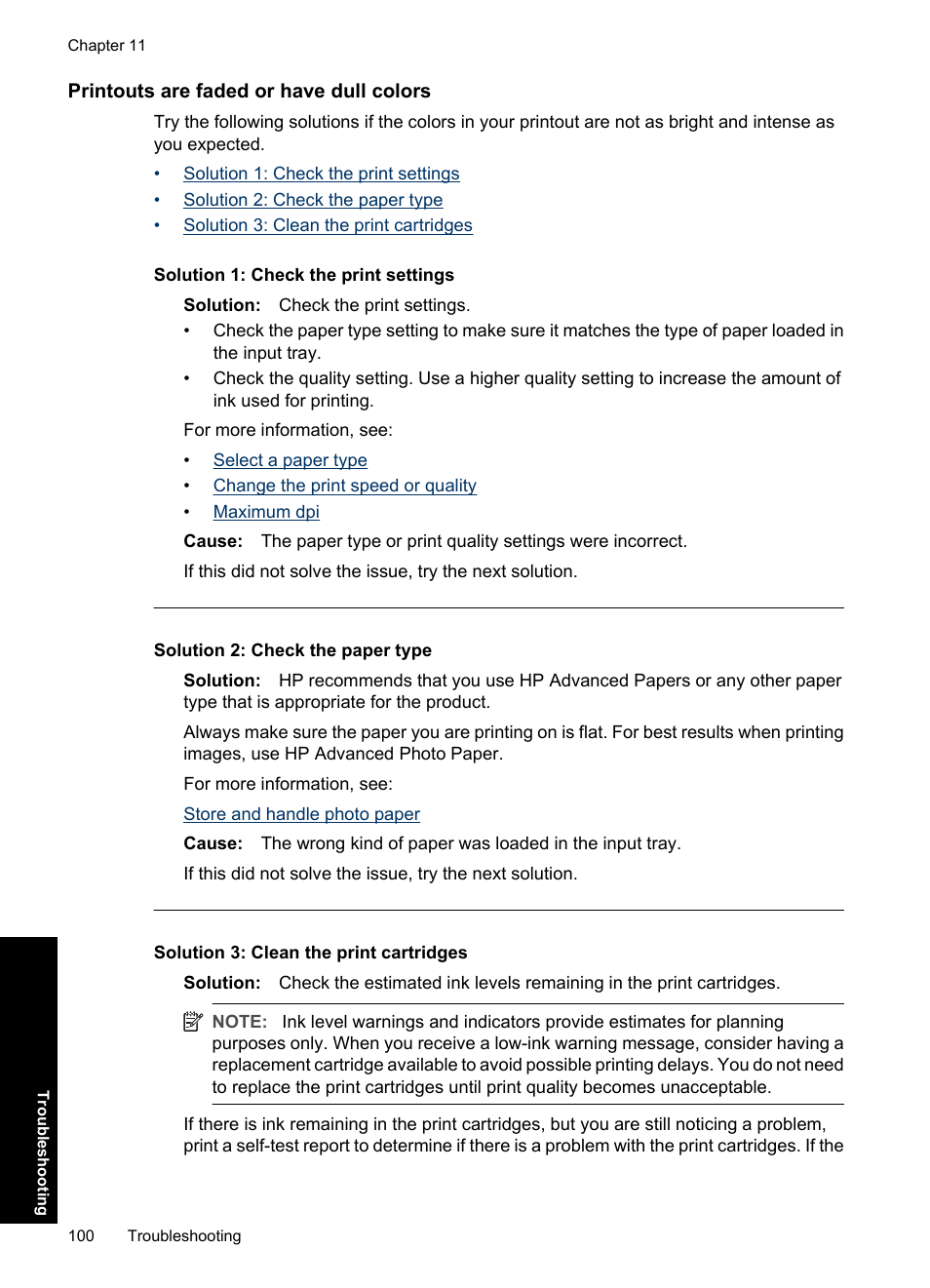 Printouts are faded or have dull colors | HP Deskjet D2560 Printer User Manual | Page 103 / 121