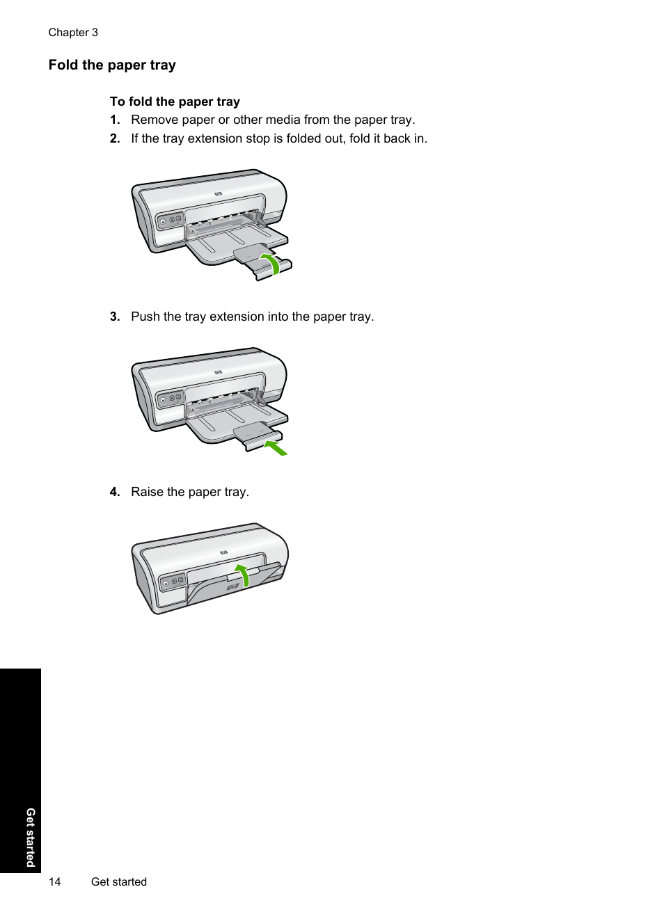 Fold the paper tray | HP Deskjet D2560 Printer User Manual | Page 17 / 121