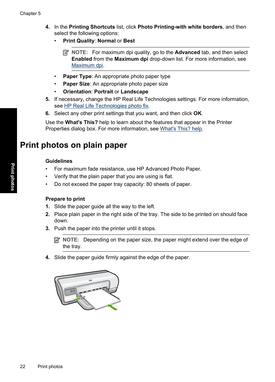 Print photos on plain paper | HP Deskjet D2560 Printer User Manual | Page 25 / 121