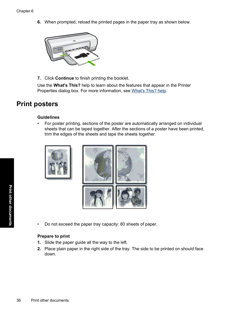 Print posters, Posters | HP Deskjet D2560 Printer User Manual | Page 39 / 121