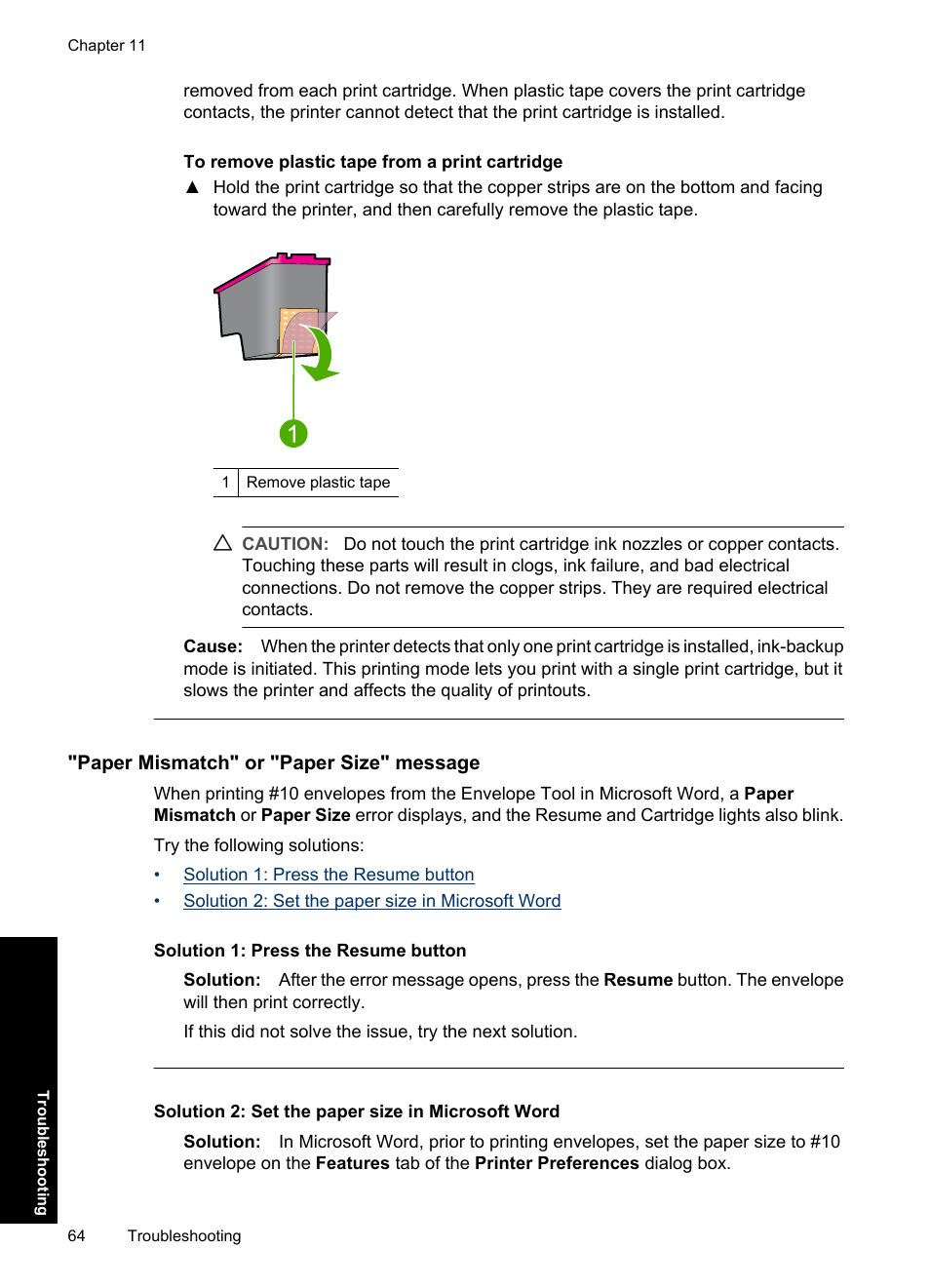 Paper mismatch" or "paper size" message | HP Deskjet D2560 Printer User Manual | Page 67 / 121