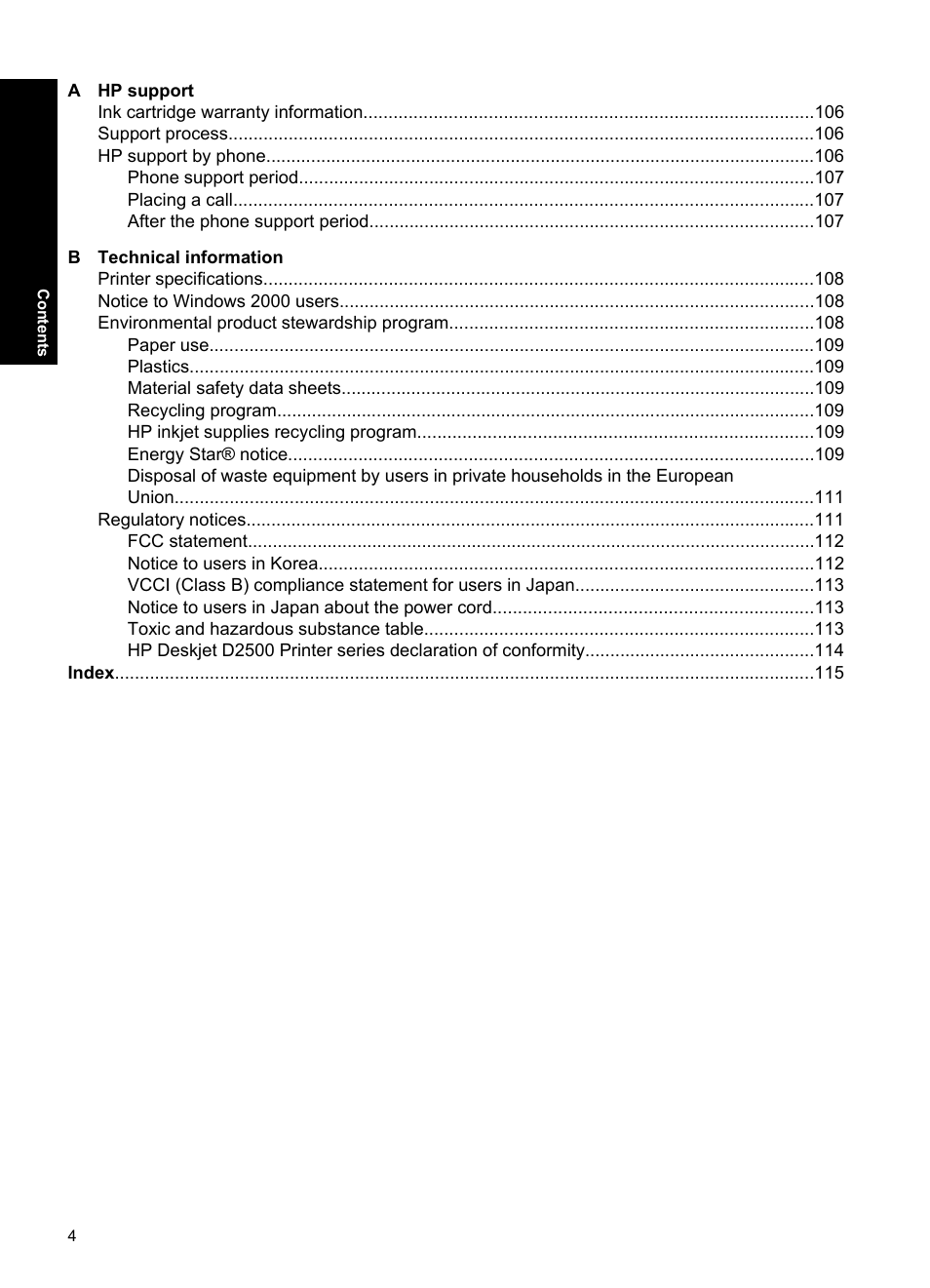 HP Deskjet D2560 Printer User Manual | Page 7 / 121