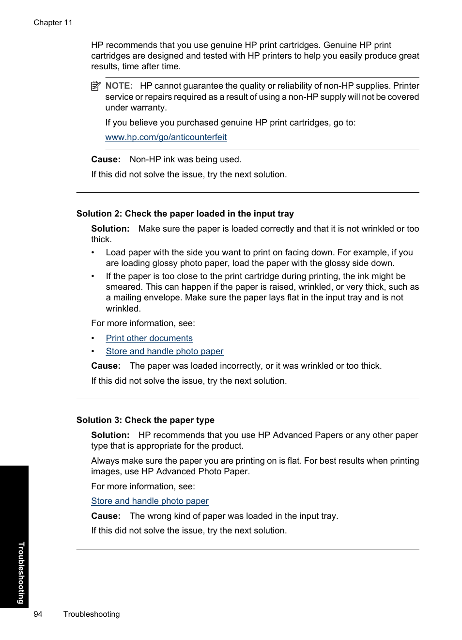 Solution 3: check the paper type | HP Deskjet D2560 Printer User Manual | Page 97 / 121