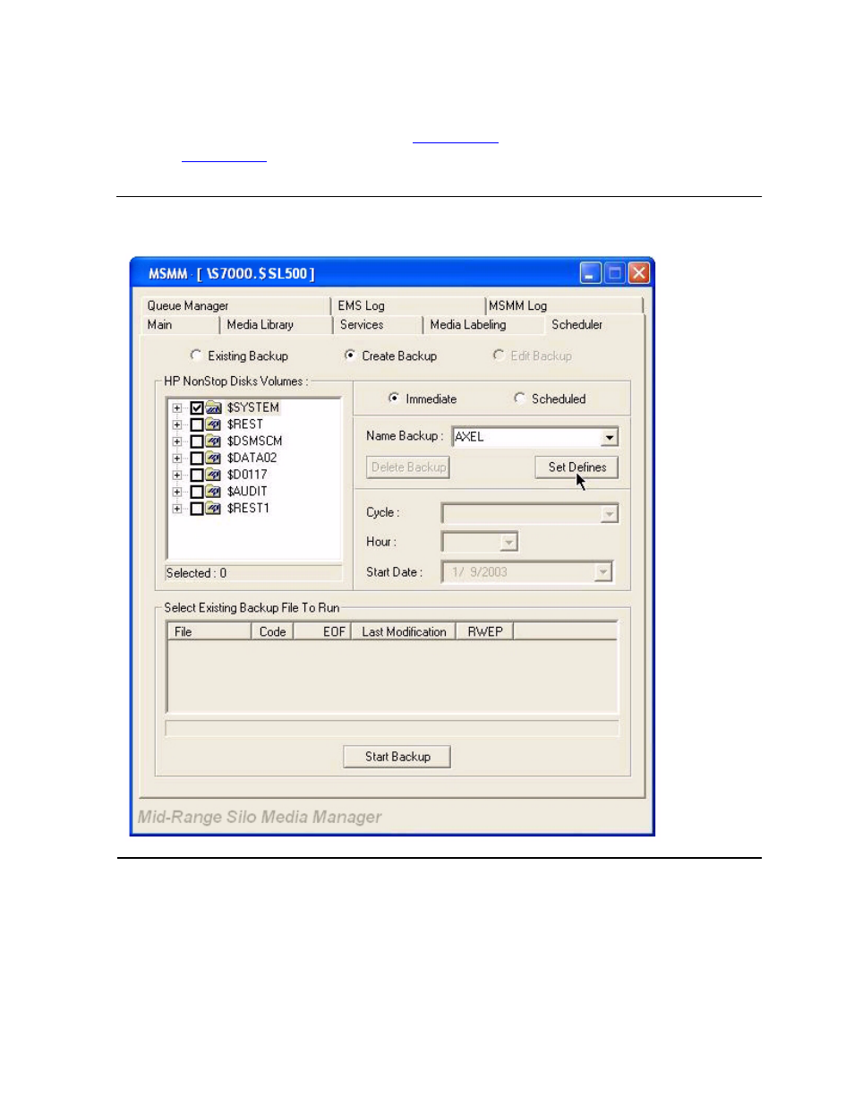 Create an immediate backup, Figure 6-16, Create immediate backup | HP NonStop G-Series User Manual | Page 104 / 210