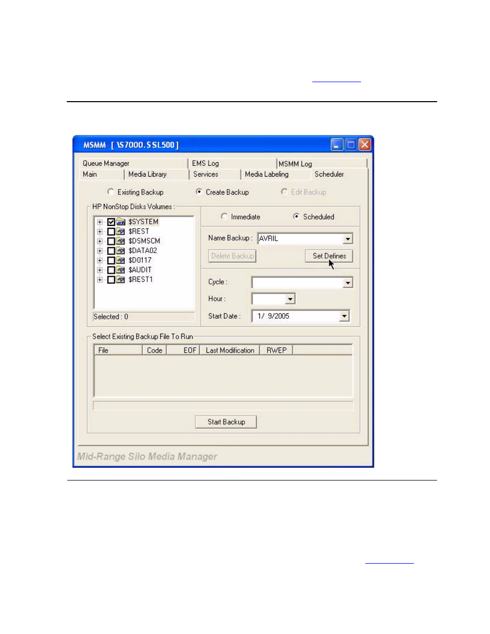 Create a scheduled backup, Figure 6-21, Create scheduled backup | HP NonStop G-Series User Manual | Page 110 / 210