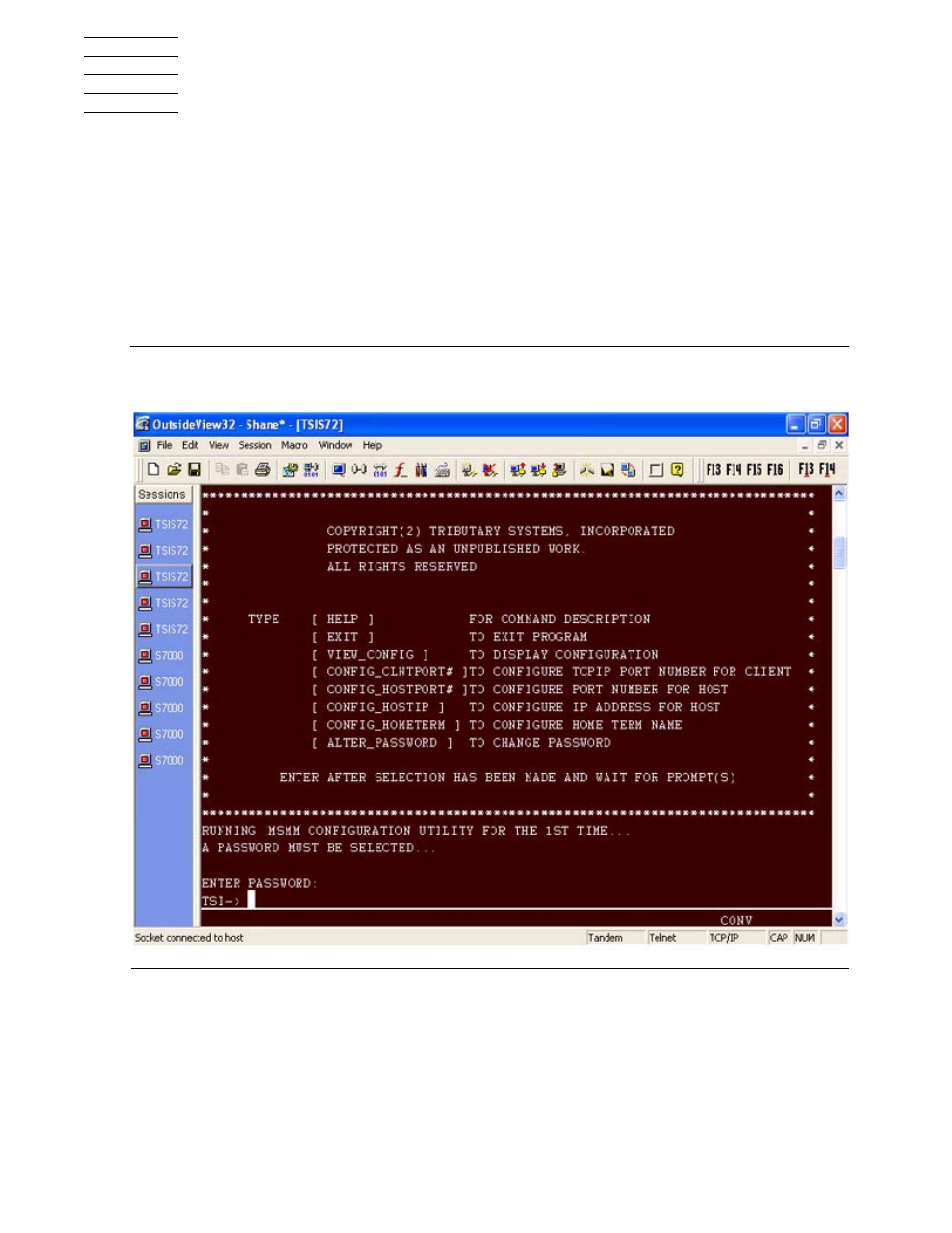 Configuring the msmm client on the nonstop system, Figure 4-1, Configuration main menu | HP NonStop G-Series User Manual | Page 63 / 210