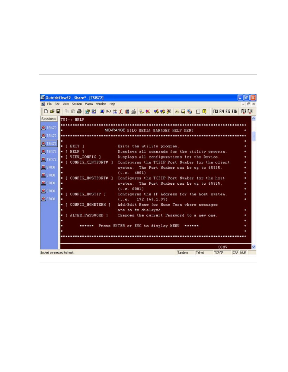 Configuration options, Help menu, Figure 4-2 | Configuration options help menu | HP NonStop G-Series User Manual | Page 64 / 210