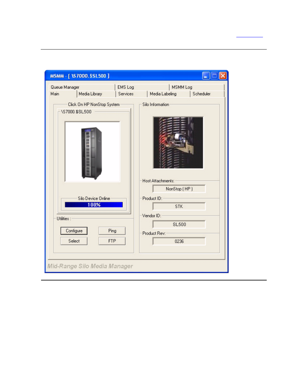 Figure 5-5, Msmm main tab - device online | HP NonStop G-Series User Manual | Page 78 / 210