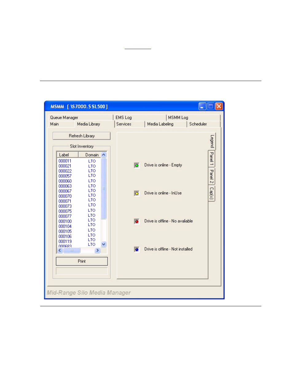 Media library tab, Figure 6-4, Media library tab - legend | HP NonStop G-Series User Manual | Page 88 / 210