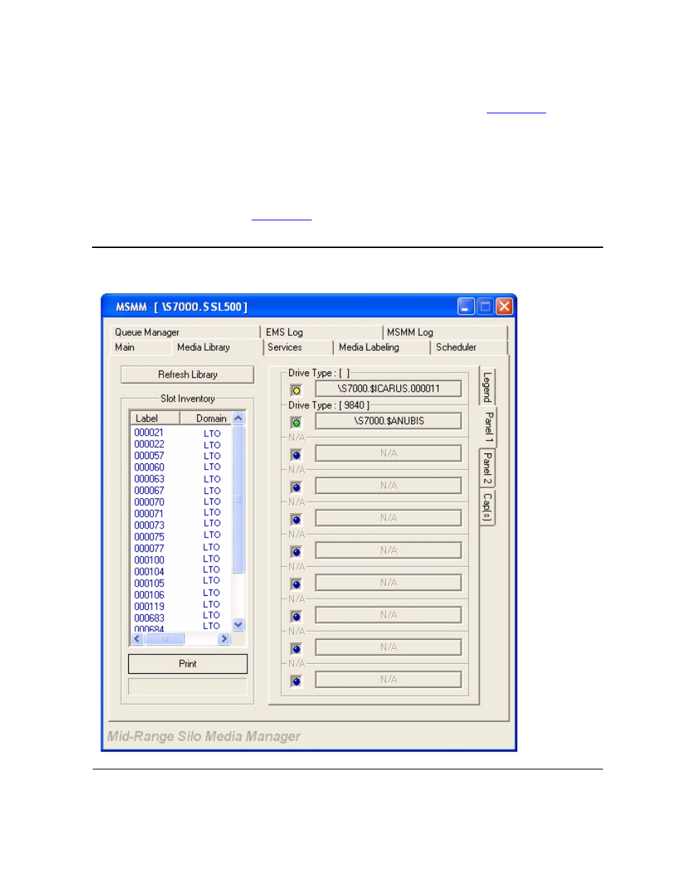 Legend tab, Panel tabs, Figure 6-5 | Media library tab - panels | HP NonStop G-Series User Manual | Page 89 / 210