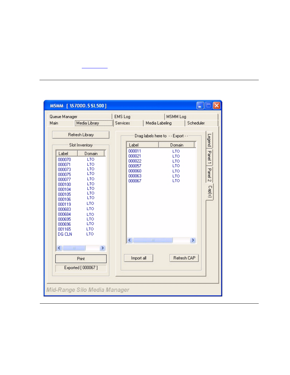 Cap(s) tab, Figure 6-6, Media library tab - cap(s) | HP NonStop G-Series User Manual | Page 90 / 210