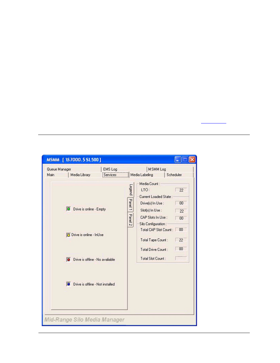 Print, Services tab, Legend tab | Figure 6-7, Services tab - legend | HP NonStop G-Series User Manual | Page 91 / 210