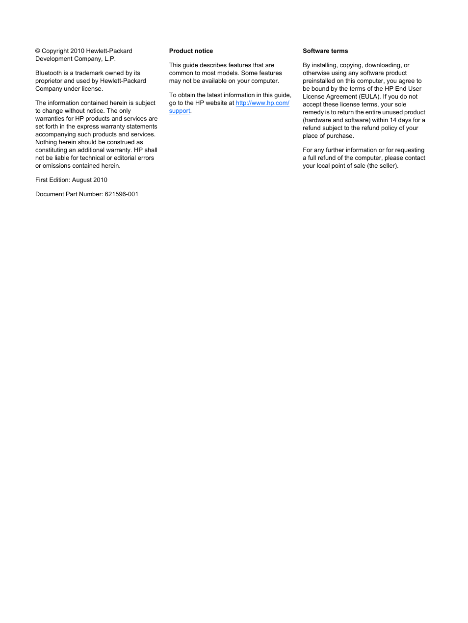 HP Compaq Presario CQ56-110US Notebook PC User Manual | Page 2 / 80