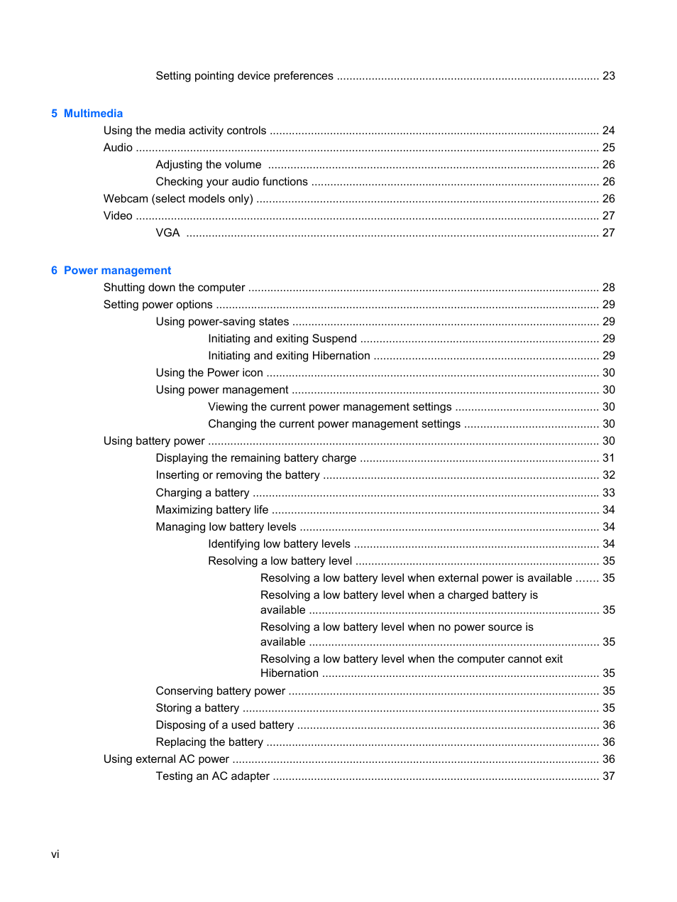 HP Compaq Presario CQ56-110US Notebook PC User Manual | Page 6 / 80