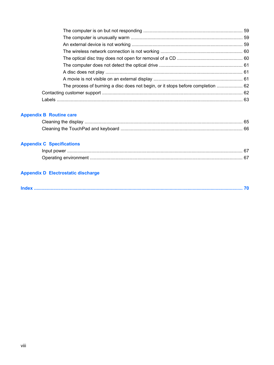 HP Compaq Presario CQ56-110US Notebook PC User Manual | Page 8 / 80