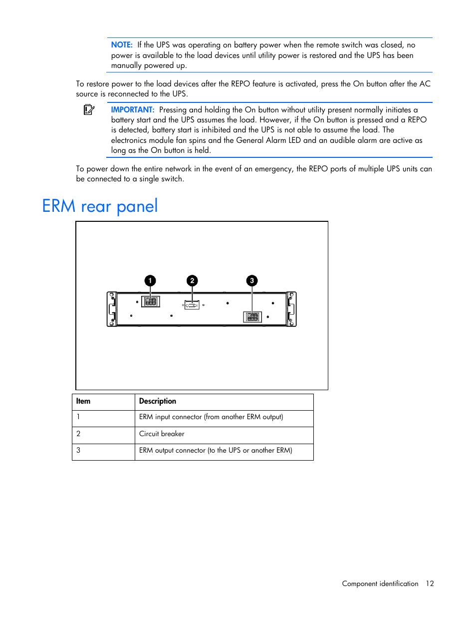 Erm rear panel | HP UPS Extended Runtime Module User Manual | Page 12 / 65