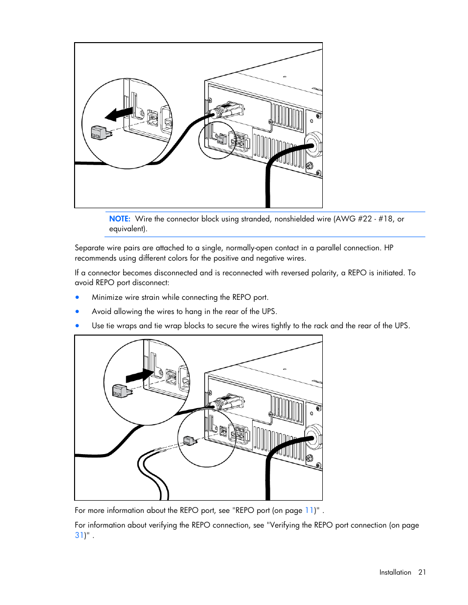 HP UPS Extended Runtime Module User Manual | Page 21 / 65