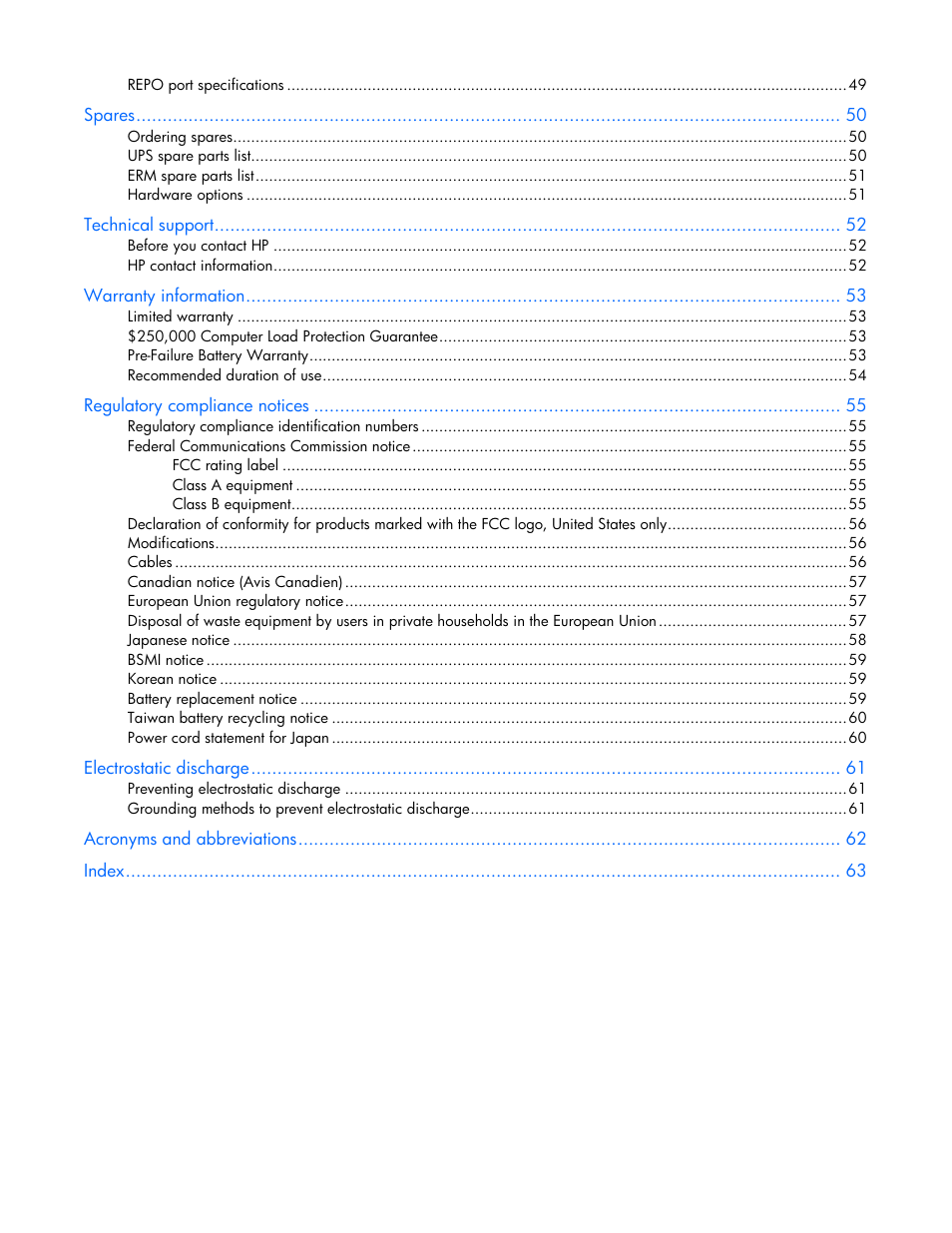 HP UPS Extended Runtime Module User Manual | Page 5 / 65