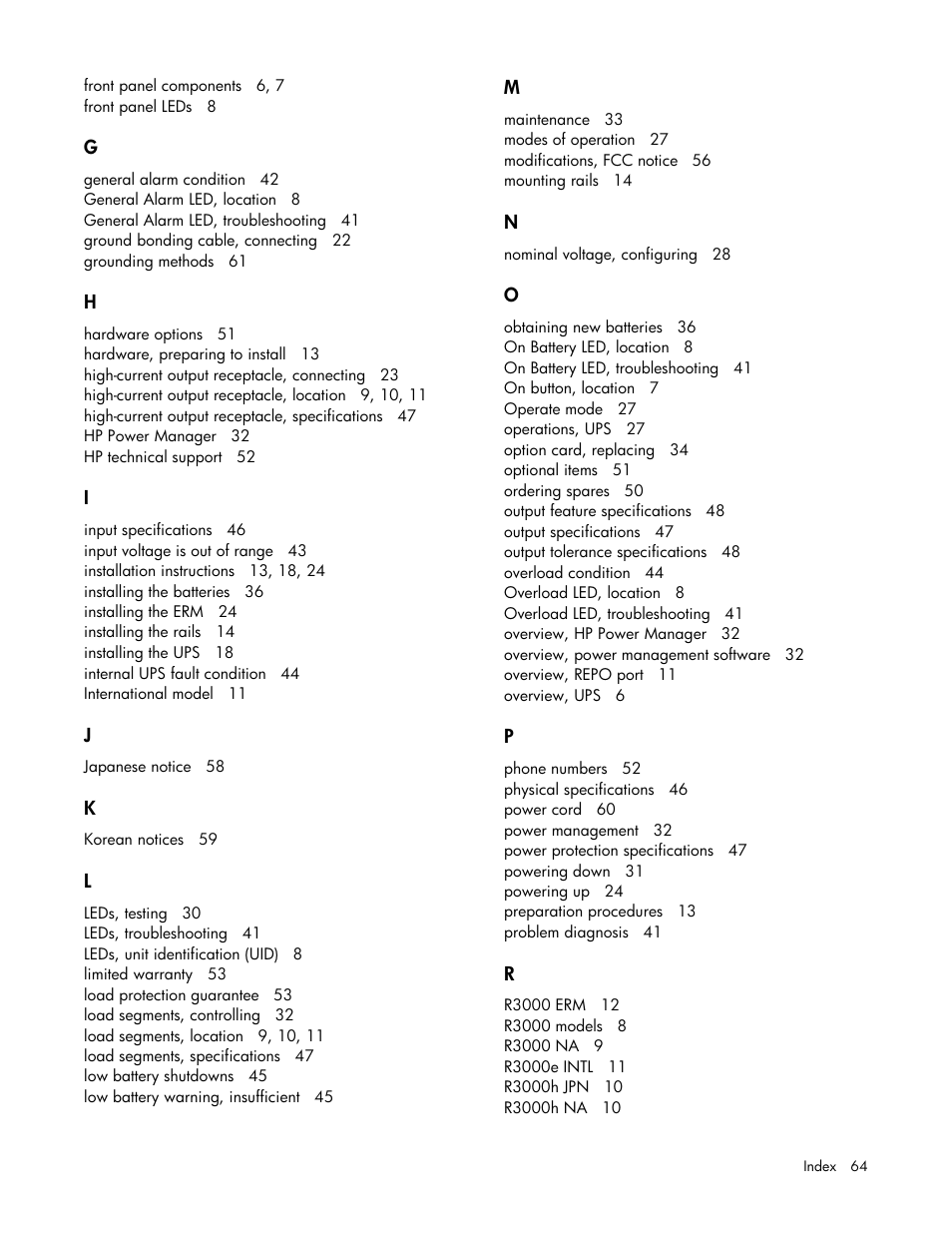 HP UPS Extended Runtime Module User Manual | Page 64 / 65